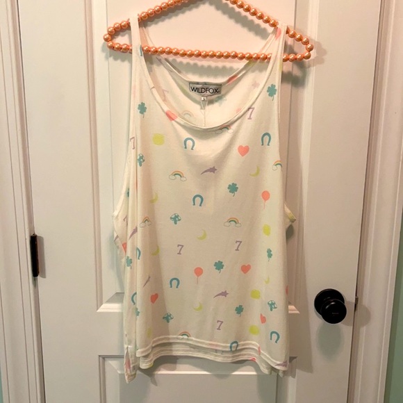 WILDFOX | RARE RAINBOW CHARM LUCKY OVERSIZED TANK LARGE NWT - Picture 2 of 8